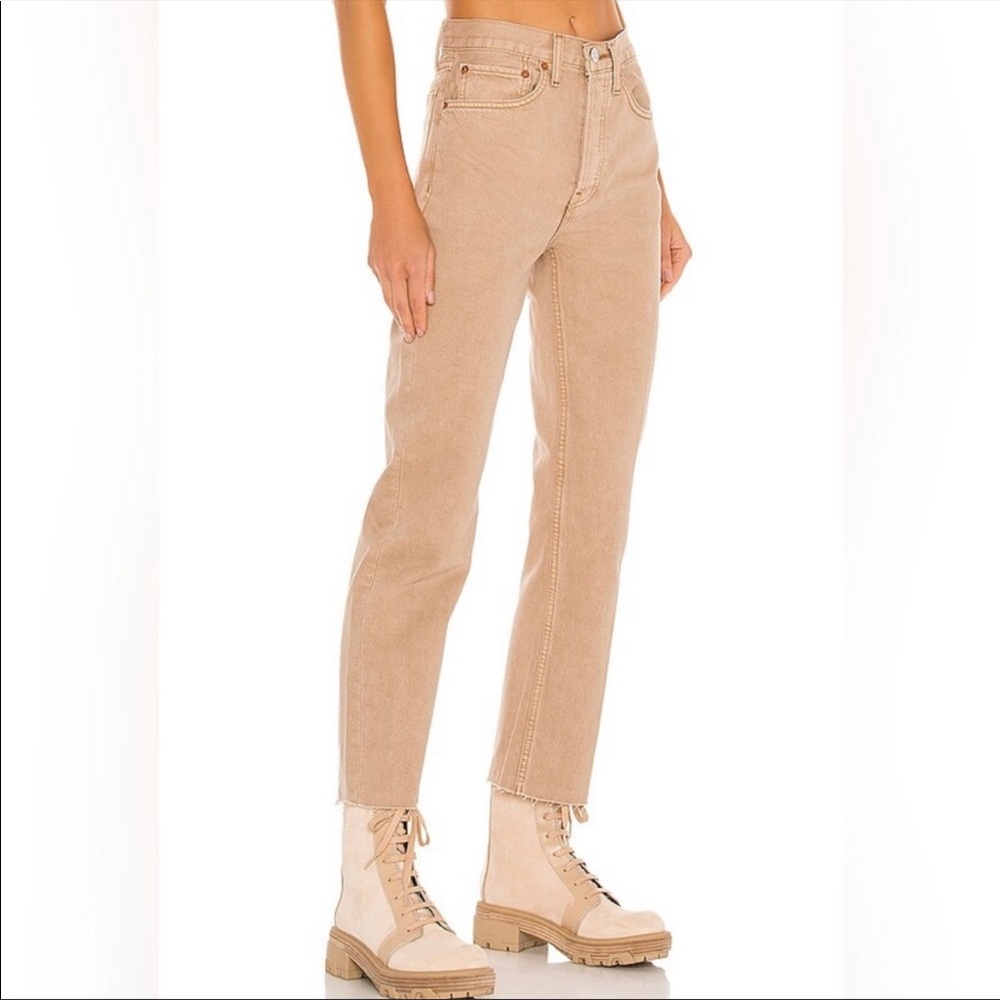 Re/done 70s stovepipe jeans in washed khaki size 26
